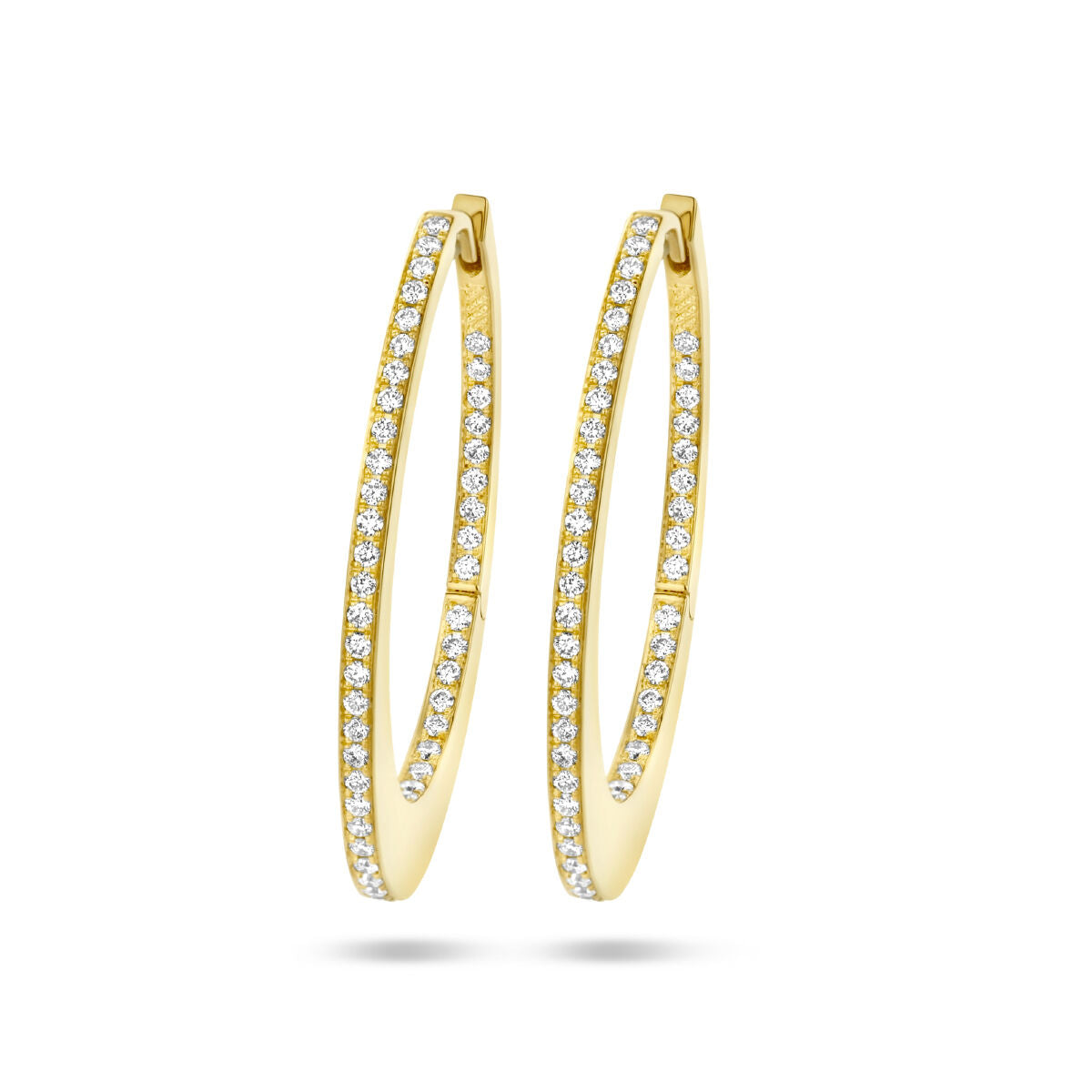 Orecchini alla creola in oro giallo 14K con diamanti da 0,42 ct (2x 0,21 ct) H SI.