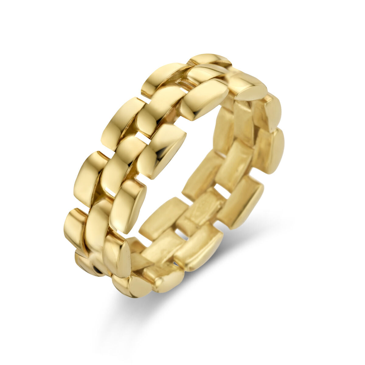 anello flessibile in oro giallo 14K con maglie ovali lucide
