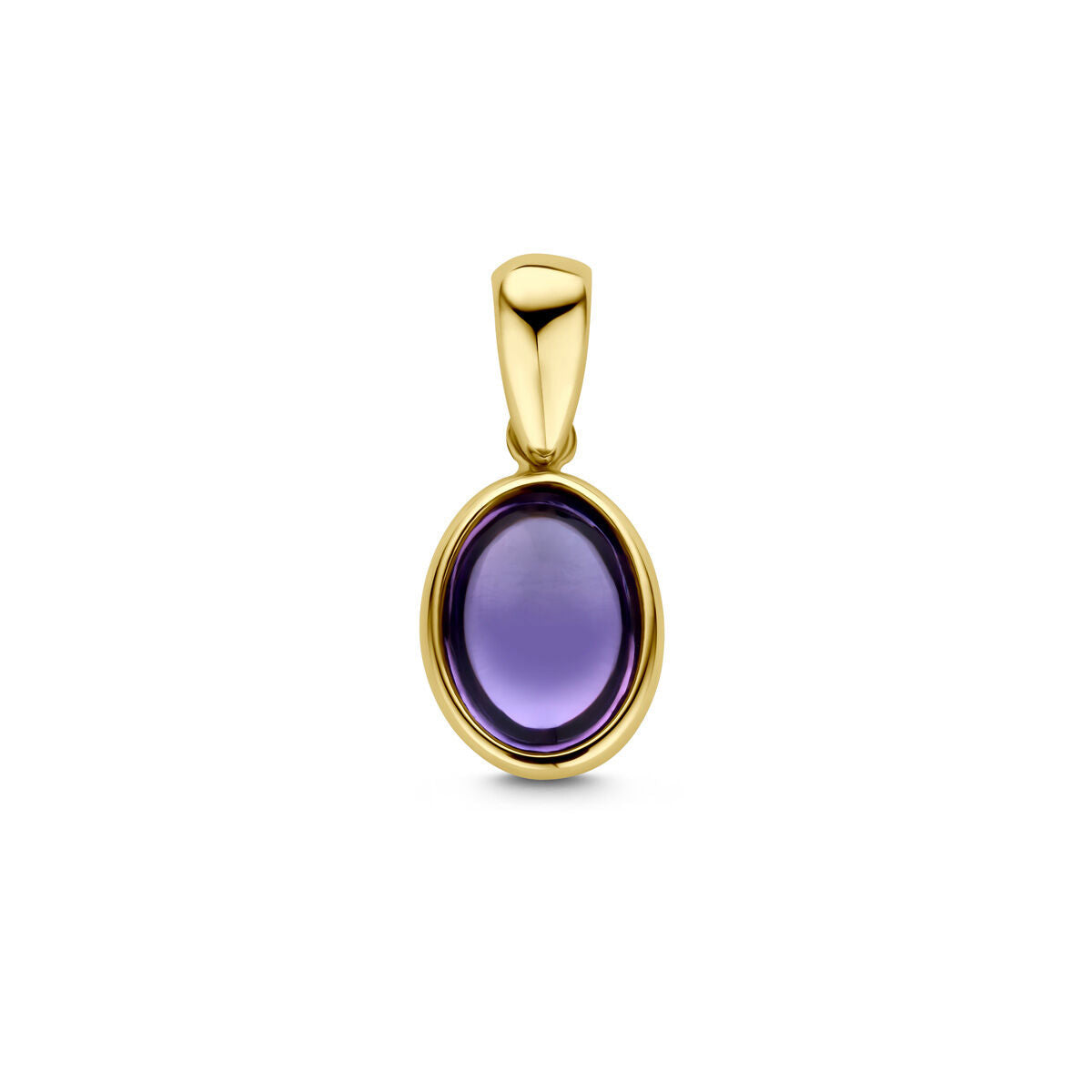 Ciondolo in oro giallo 14K con ametista ovale.