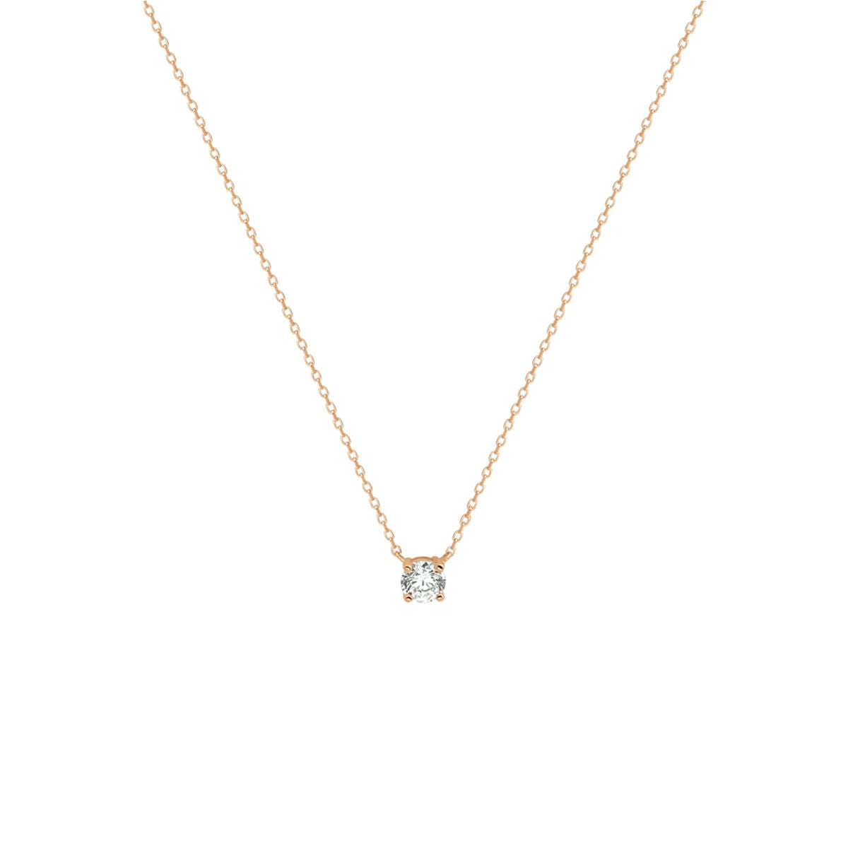 Collana in oro rosa 14K con zirconia, lunghezza regolabile 40-42-44 cm.