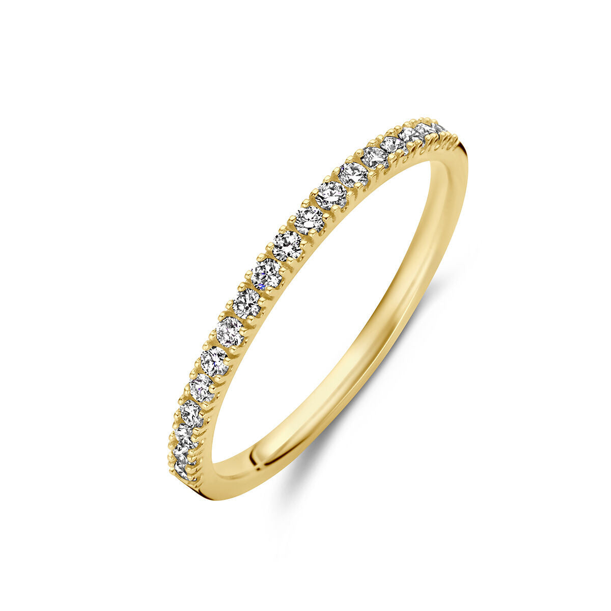 Anello in oro giallo 14K con diamanti da 0,20 ct, design sottile e brillante.