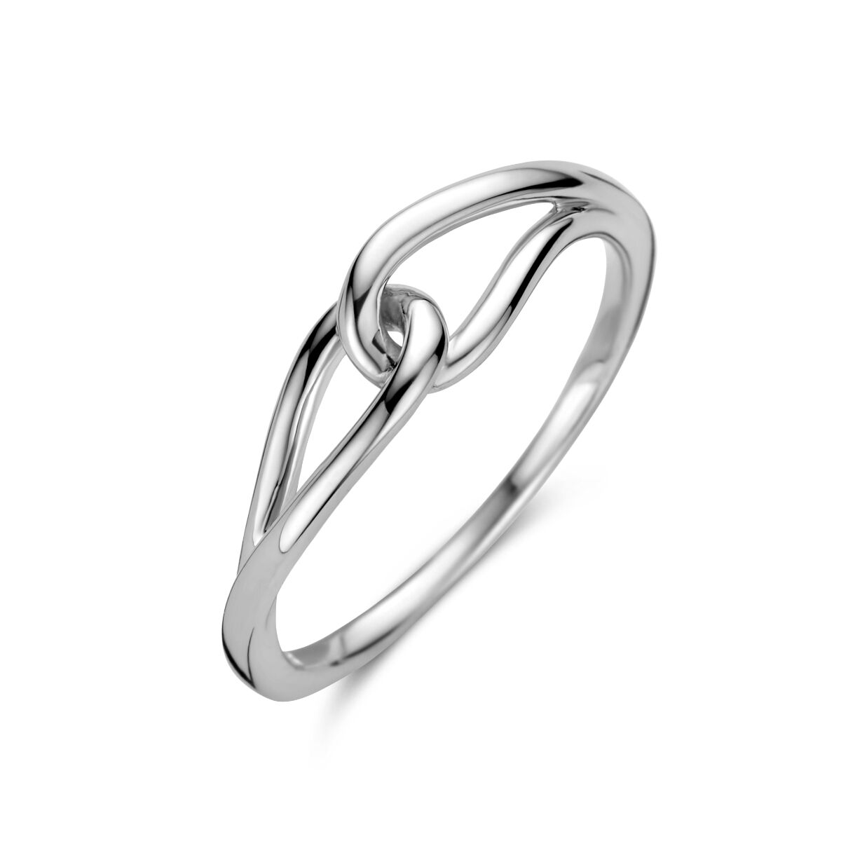 anello in argento rodiato con design intrecciato