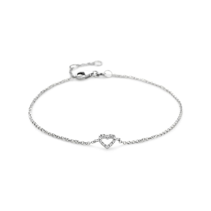Gouden armband dames hart en diamant 14K witgoud