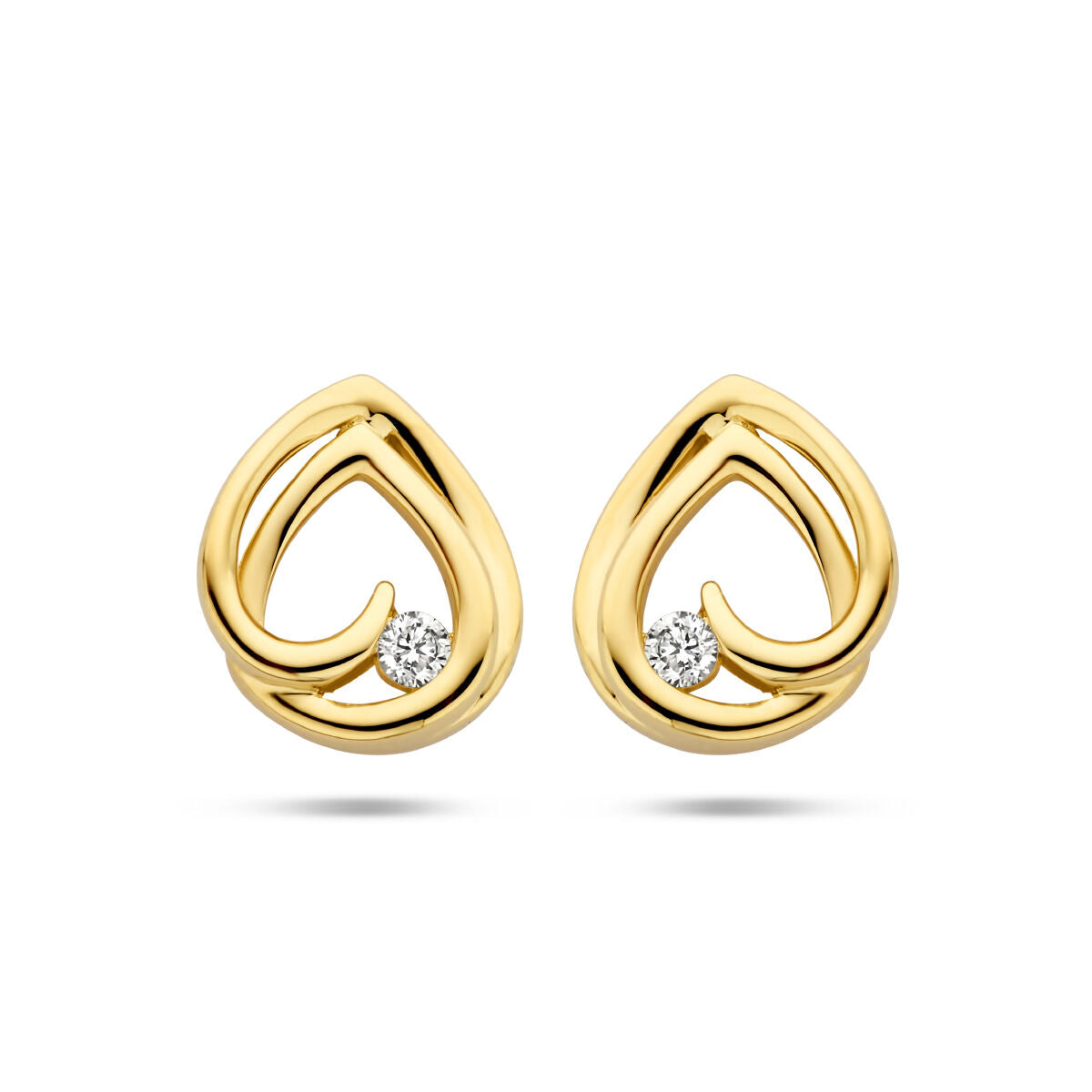 Orecchini in oro giallo 14K a forma di goccia con diamante da 0,05 ct.