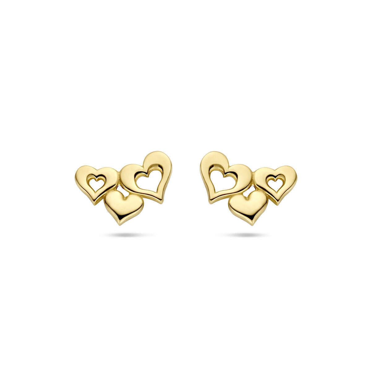 orecchini a bottone cuoricini oro giallo 14K