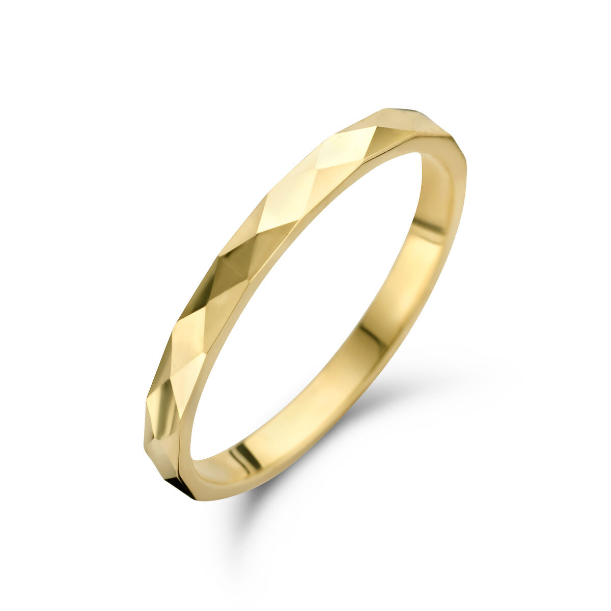 anello in oro giallo 14K con finitura diamantata