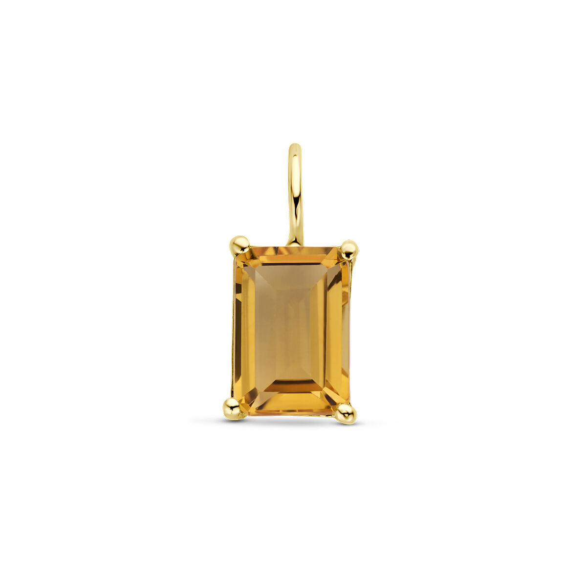 Ciondolo in citrino rettangolare con montatura in oro giallo 14K.