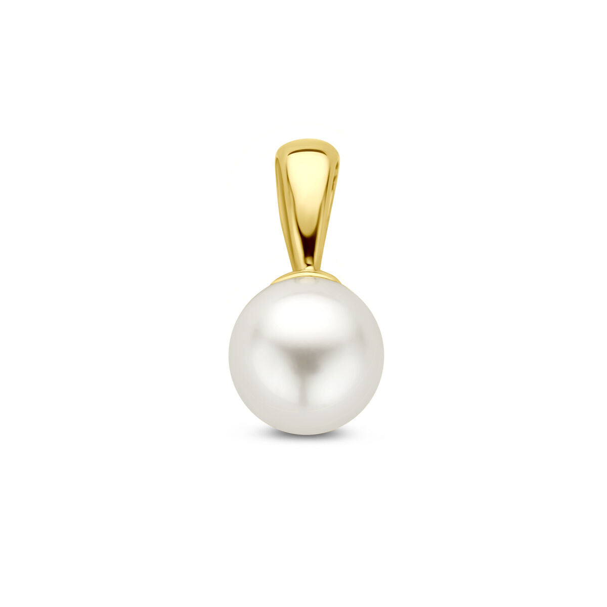 Ciondolo in oro giallo 14K con perla di 5,5 mm.
