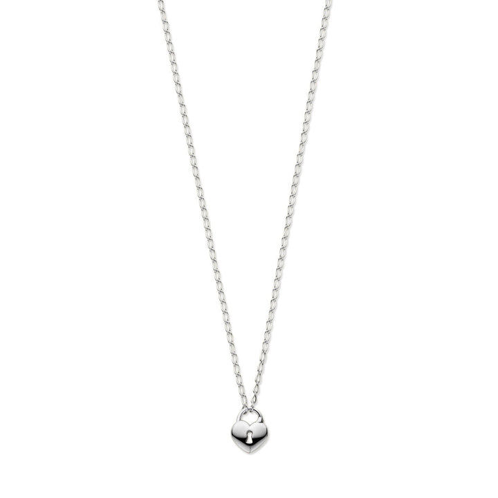 Zilveren ketting dames hart en slot gerhodineerd