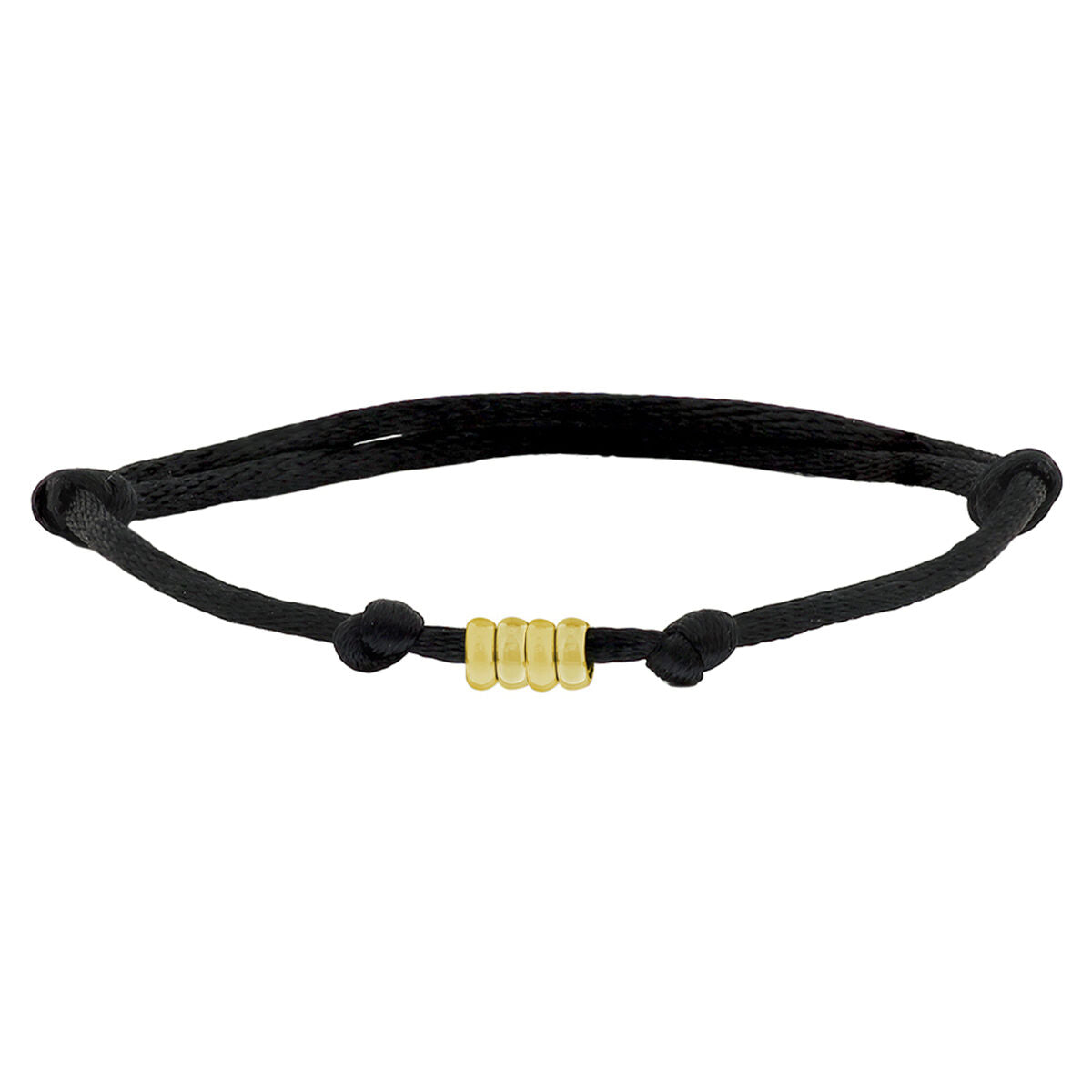 Bracciale da uomo in oro satinato 14K con dettagli in nylon e pelle nera.