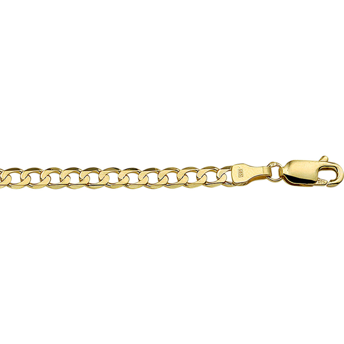 Collana bizantina in oro giallo 14K, maglie 6-sfaccettate, larghezza 3,9 mm.