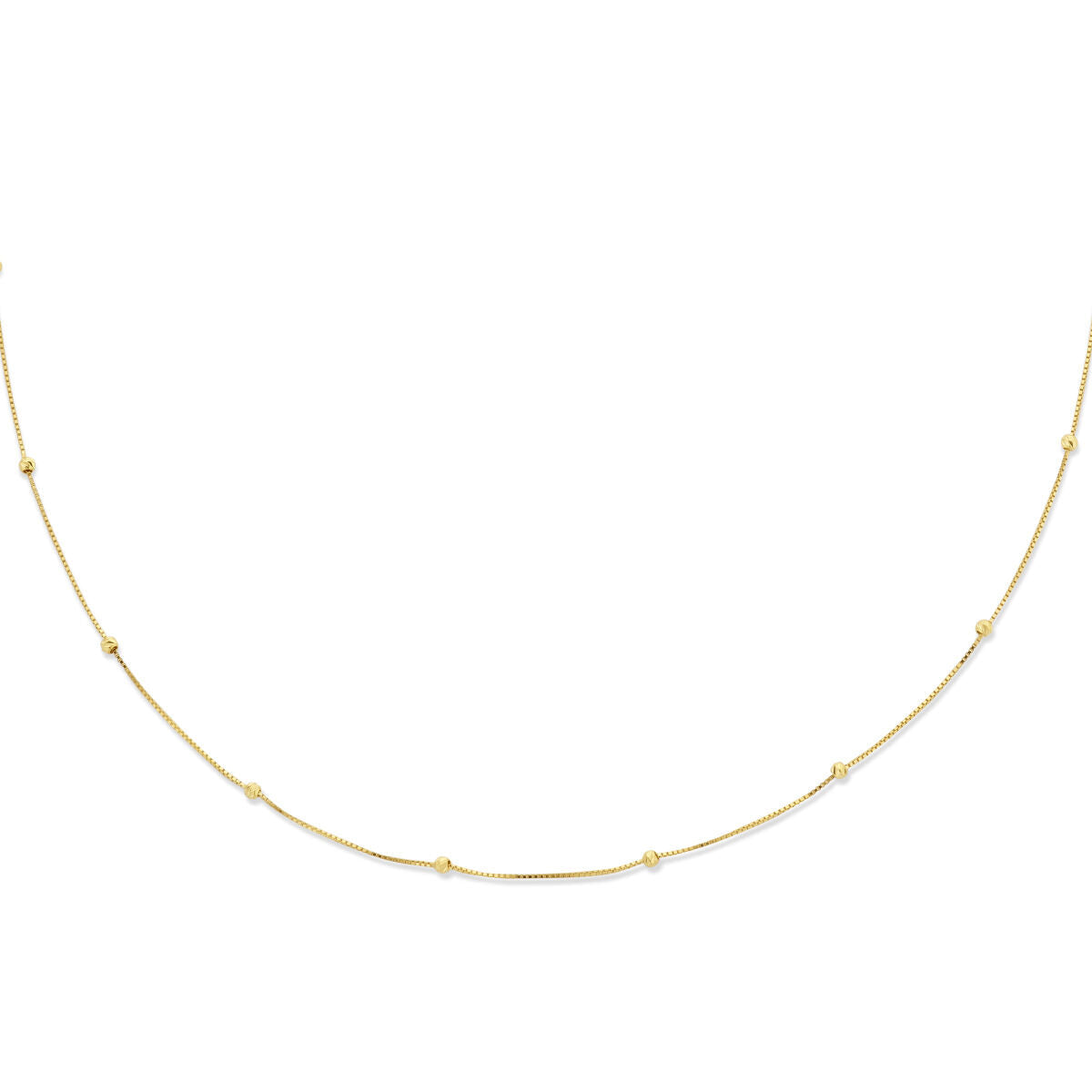 Collana in oro giallo 14K con pallini diamantati, lunghezza 42-45 cm.