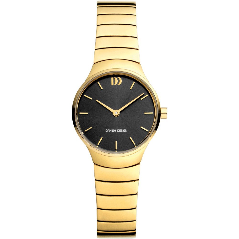 Orologio da donna con quadrante grigio, cassa dorata e cinturino a maglia rolò.