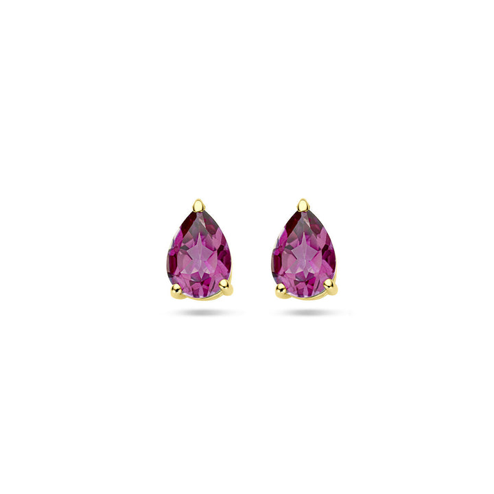 oorknoppen roze topaas 14K geelgoud