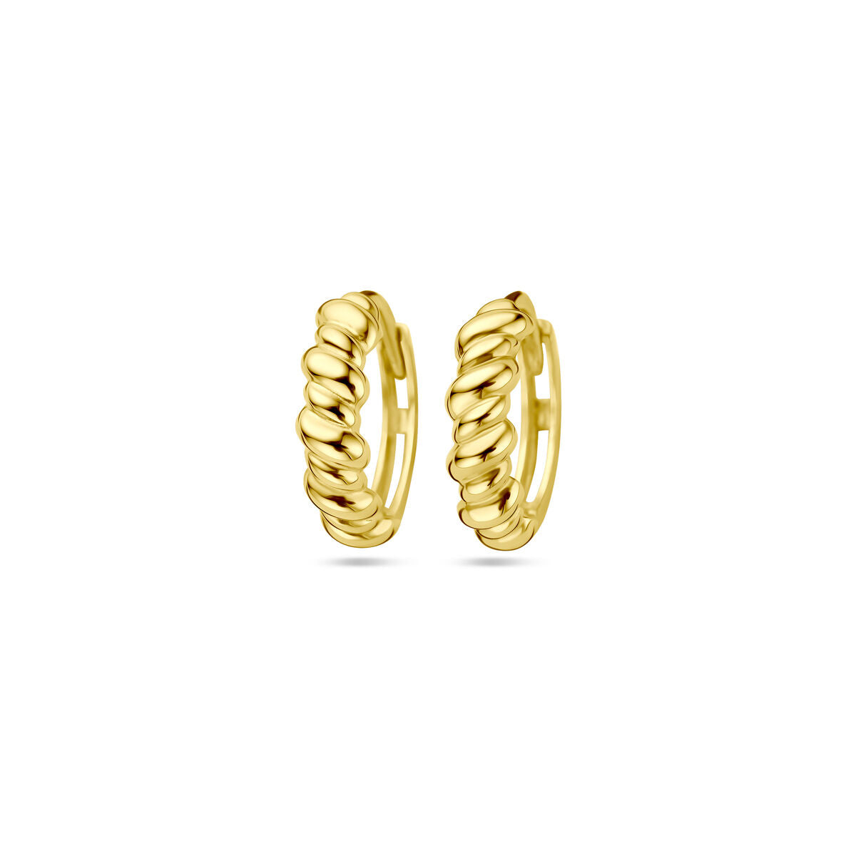 Orecchini alla creola in oro giallo 14K con design a catena.