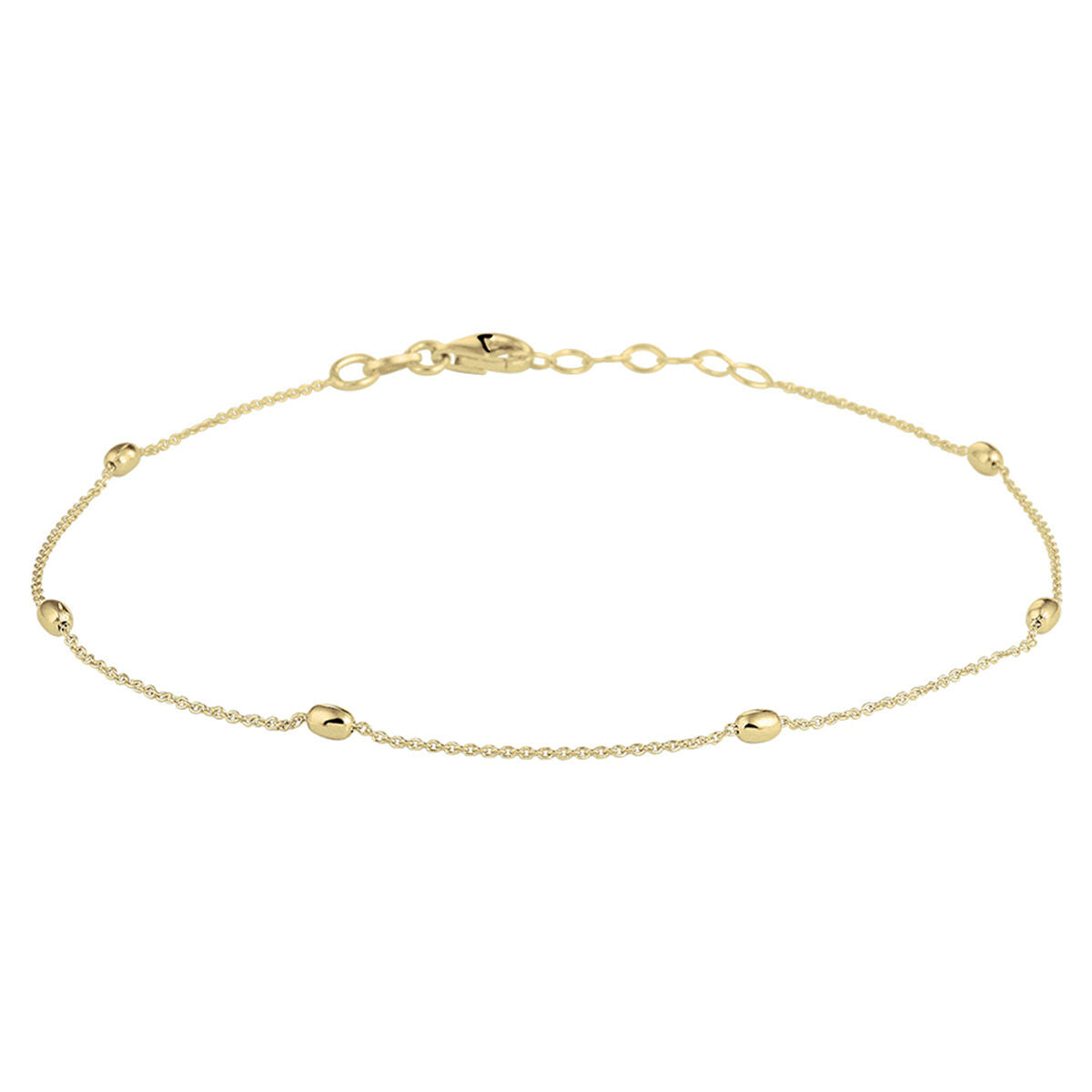 Bracciale in argento dorato con pallini da 1,0 mm, lunghezza 24 + 2 cm.