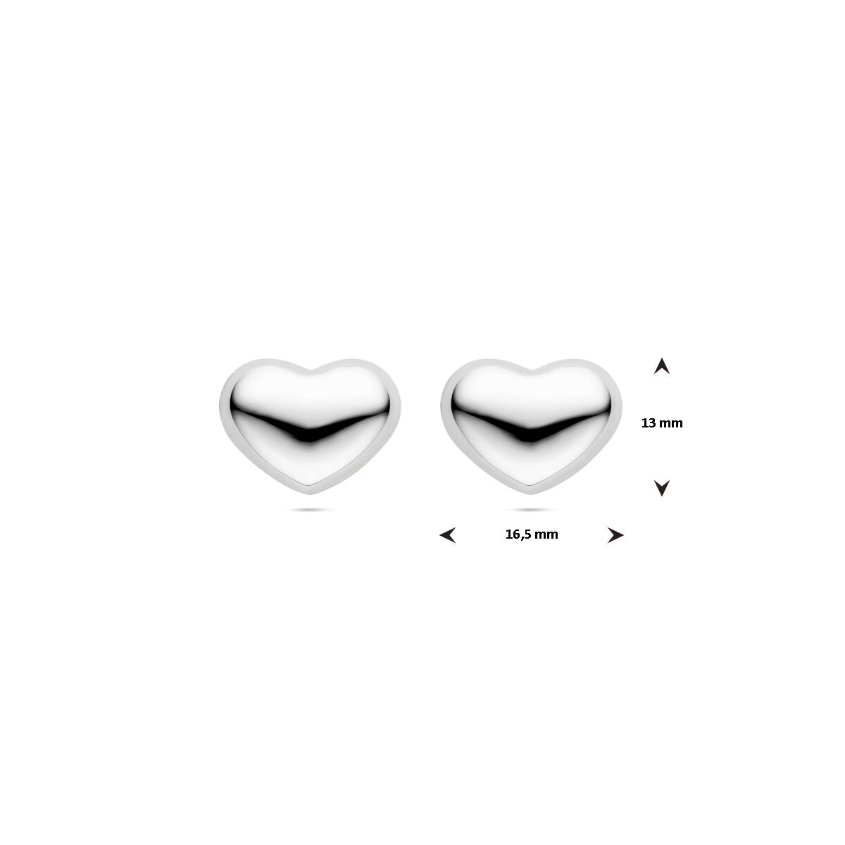 orecchini a perno cuore 13 mm argento rodiato