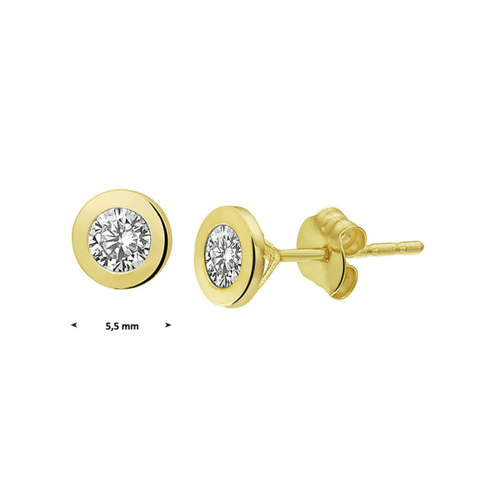 orecchini a lobo con zirconi in oro giallo 14K