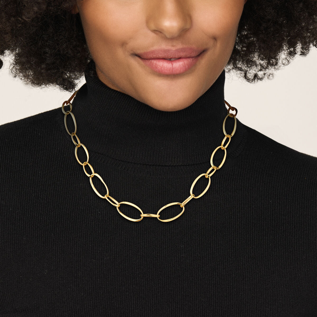Collana da donna in oro giallo 14k con maglie a filo grosse