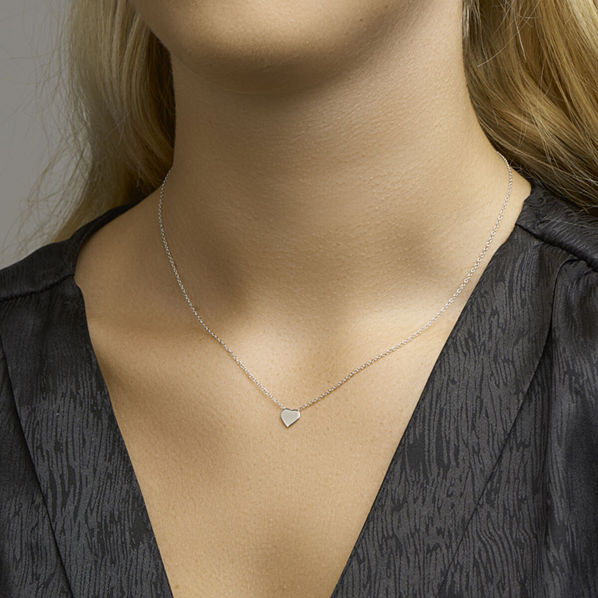 collana cuore 41 + 5 cm argento rodiato