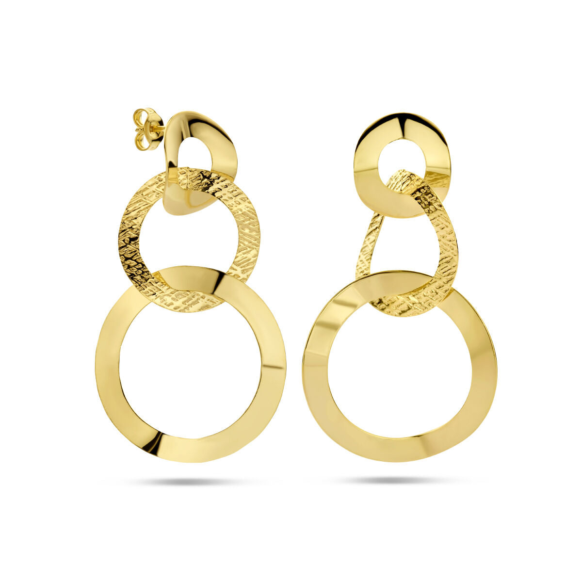 orecchini pendenti cerchietti lucido/opaco 1 micron argento dorato (giallo)