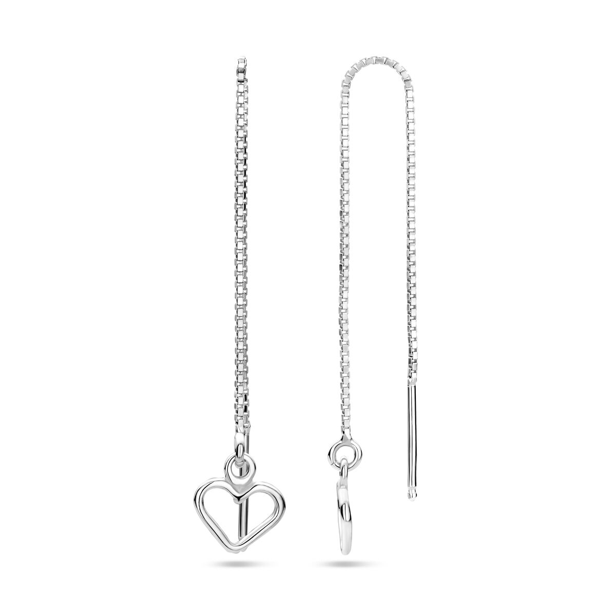 orecchini a filo cuore argento rodiato