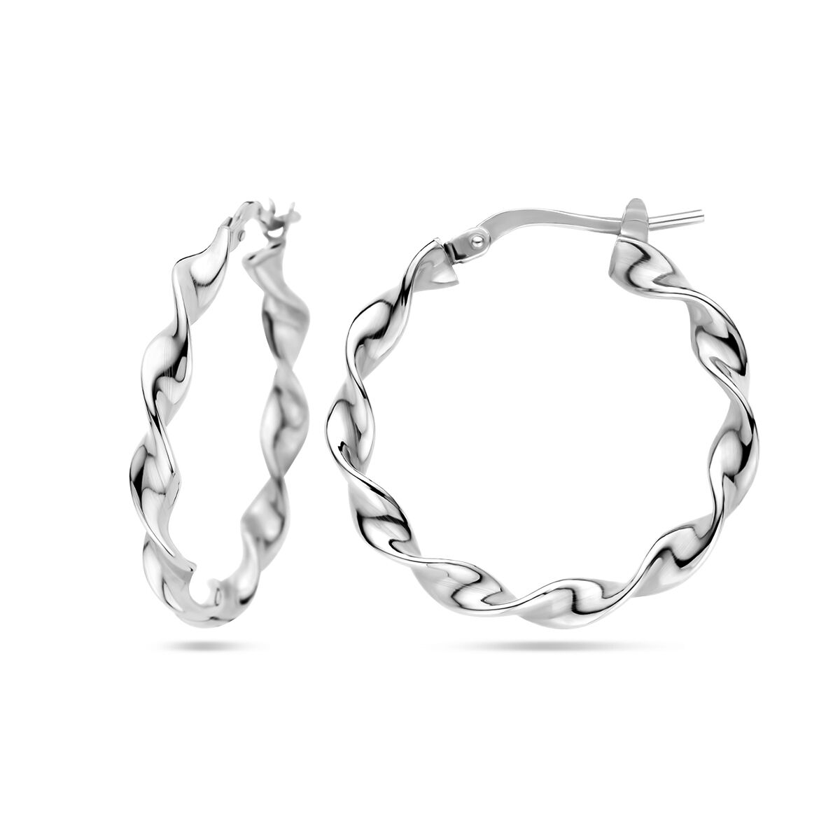 orecchini a cerchio ritorti argento rodiato