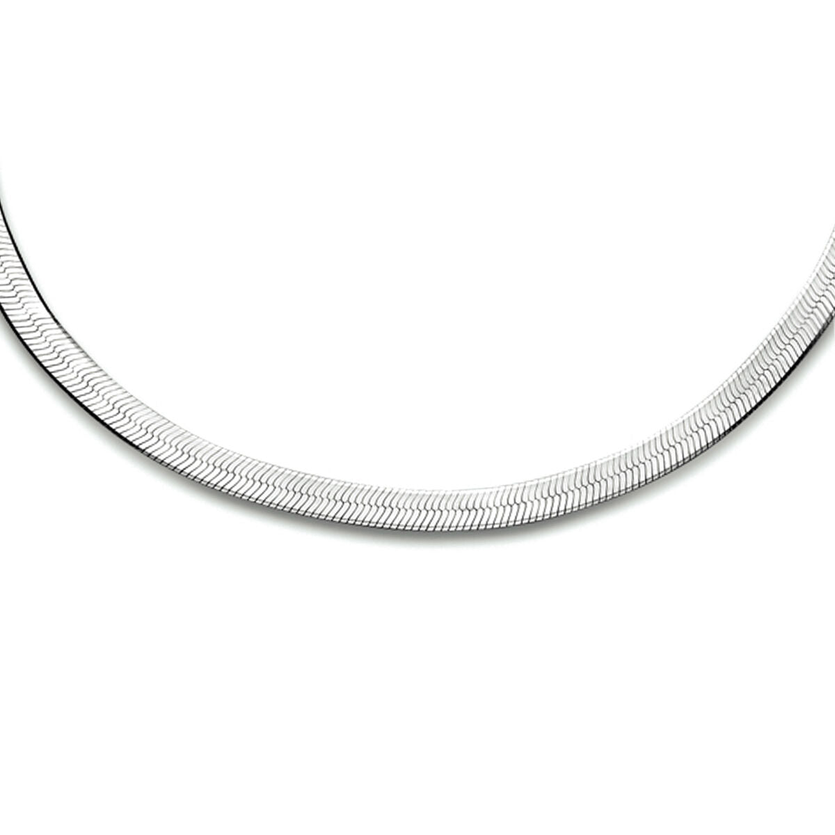 Collana a serpente piatta in argento rodiato, 3,3 mm di larghezza, lunghezza 40 + 5 cm.