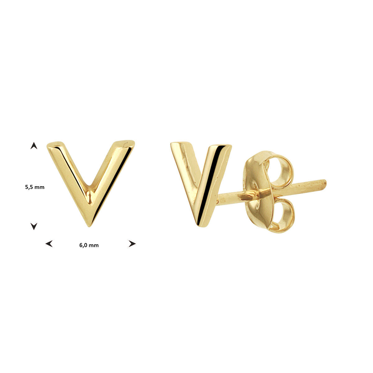 orecchini a bottone V 14K oro giallo