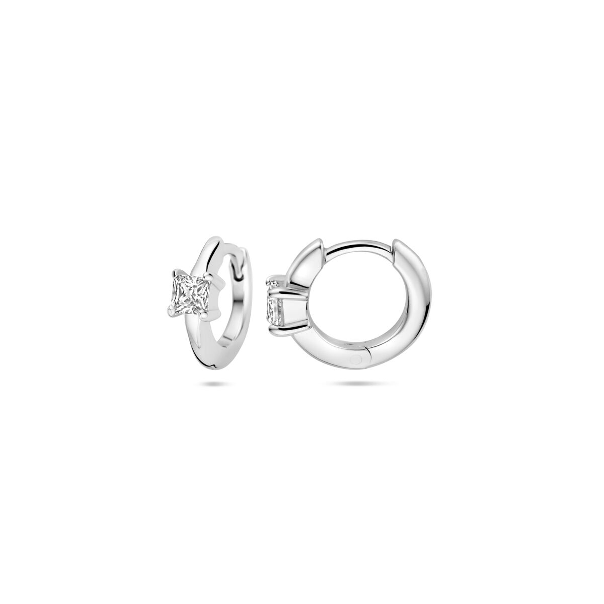 orecchini a cerchio con chiusura a scatto zircone 10,5 mm argento rodiato