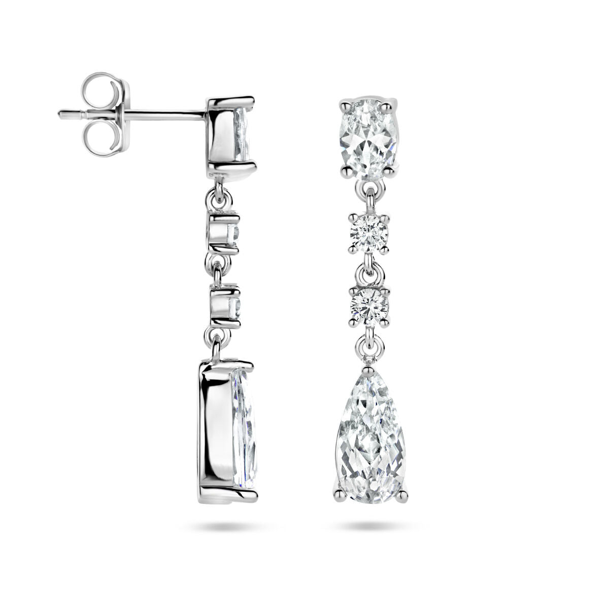 orecchini pendenti zirconia argento rodiato
