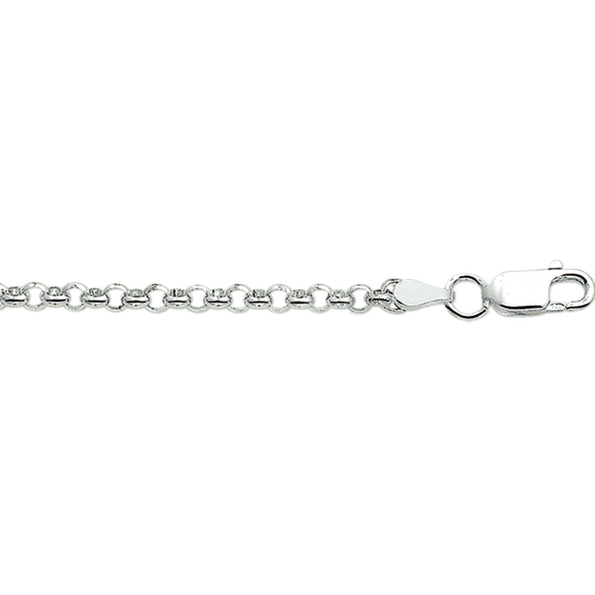 collana in maglia rolò 3,0 mm in argento bianco con chiusura a moschettone