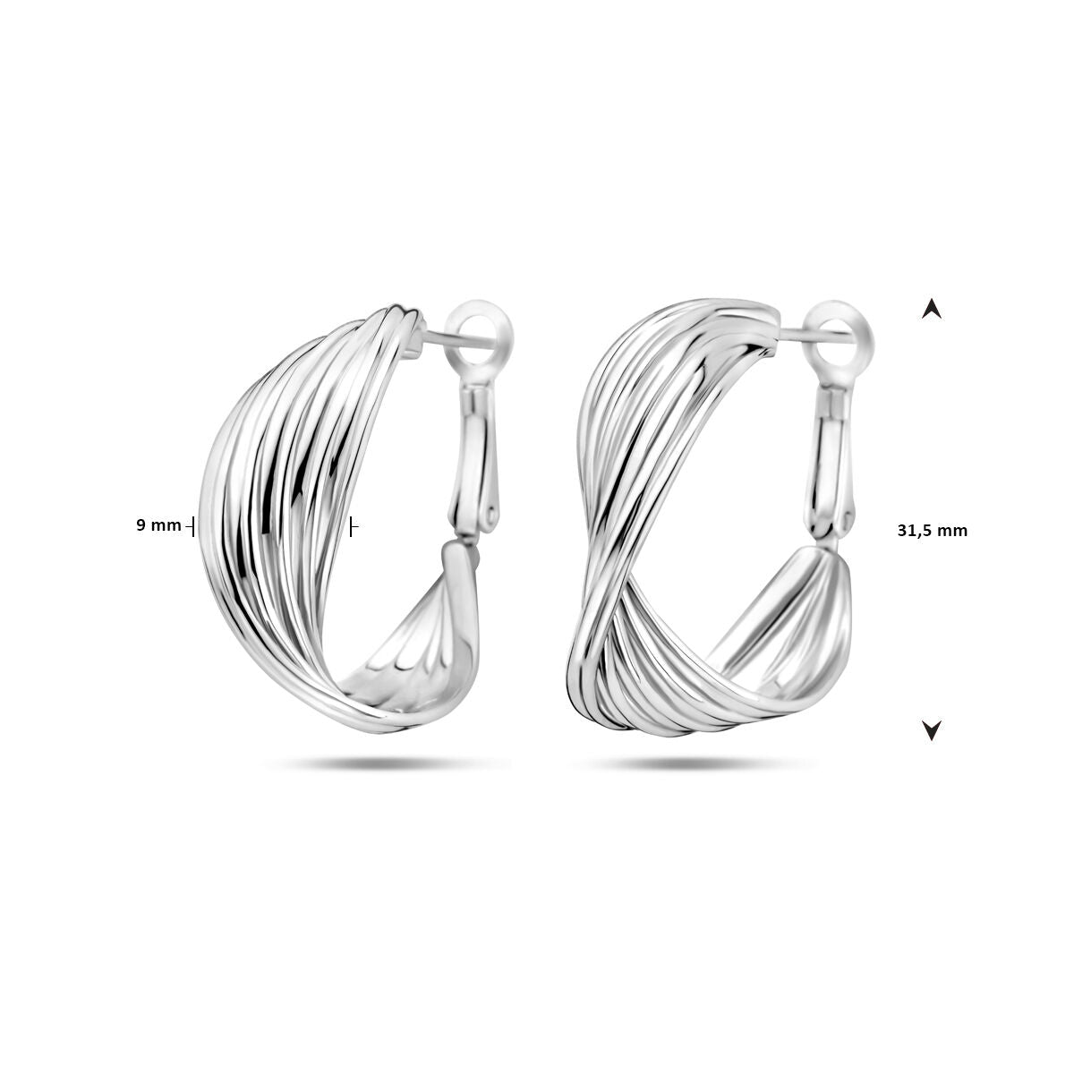 orecchini ad anello 31 mm argento rodiato