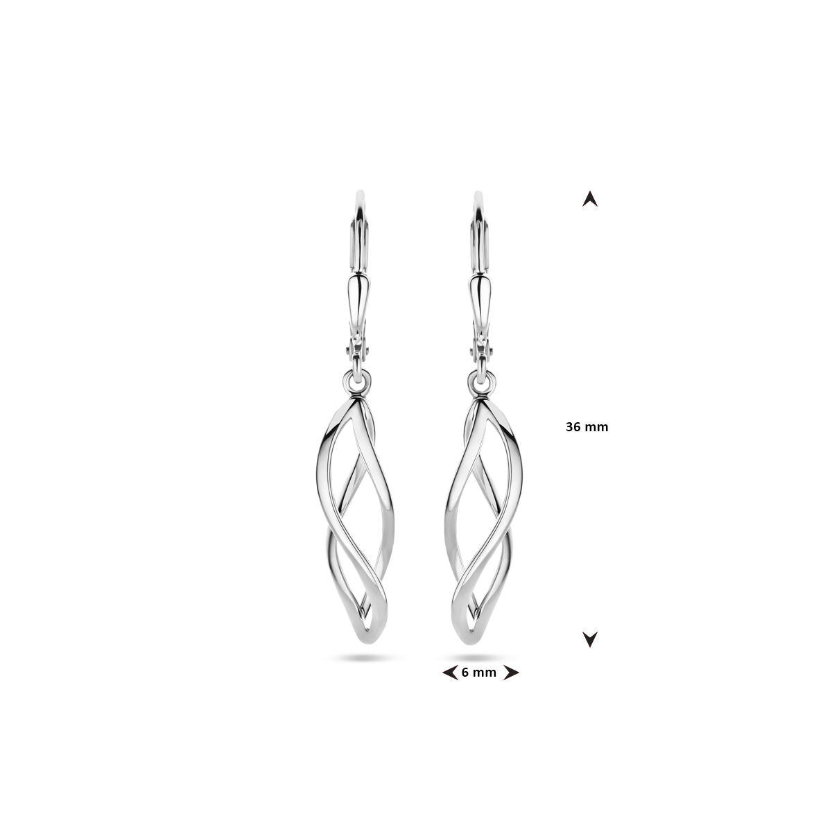 Orecchini pendenti gancio brisure 36 mm argento rodiato