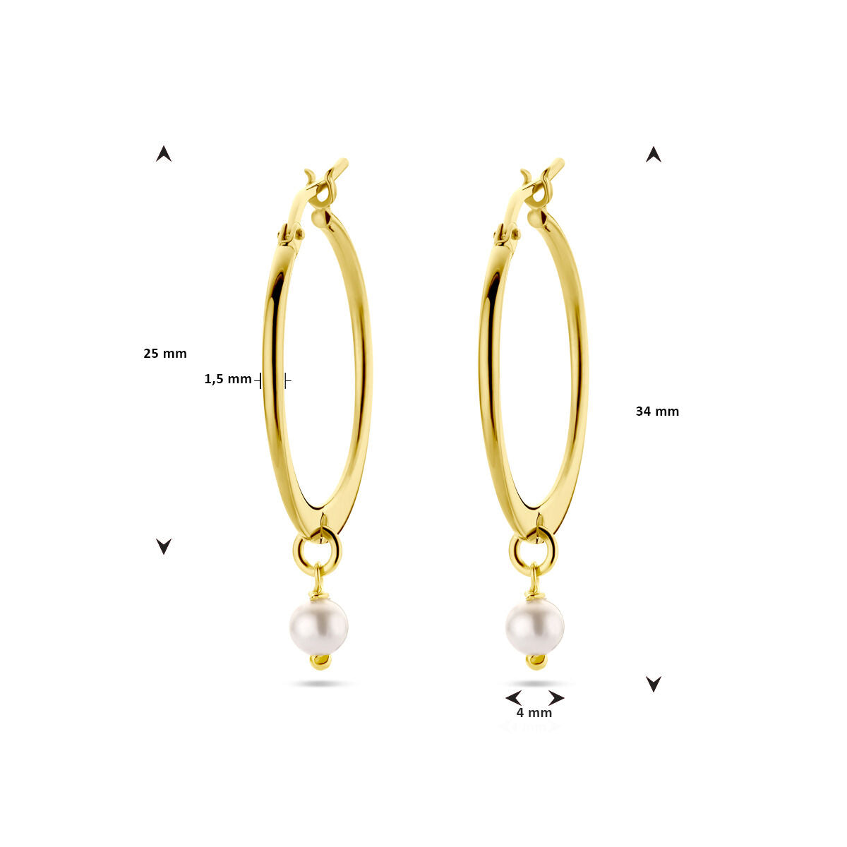 orecchini pendenti perla sint. 1 micron argento dorato (giallo)