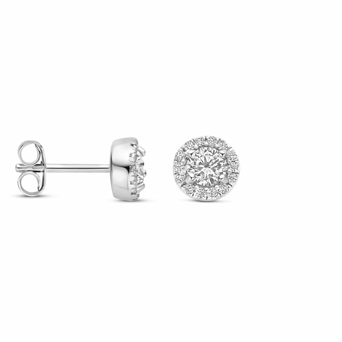 orecchini a bottone zirconia 6 mm argento rodiato