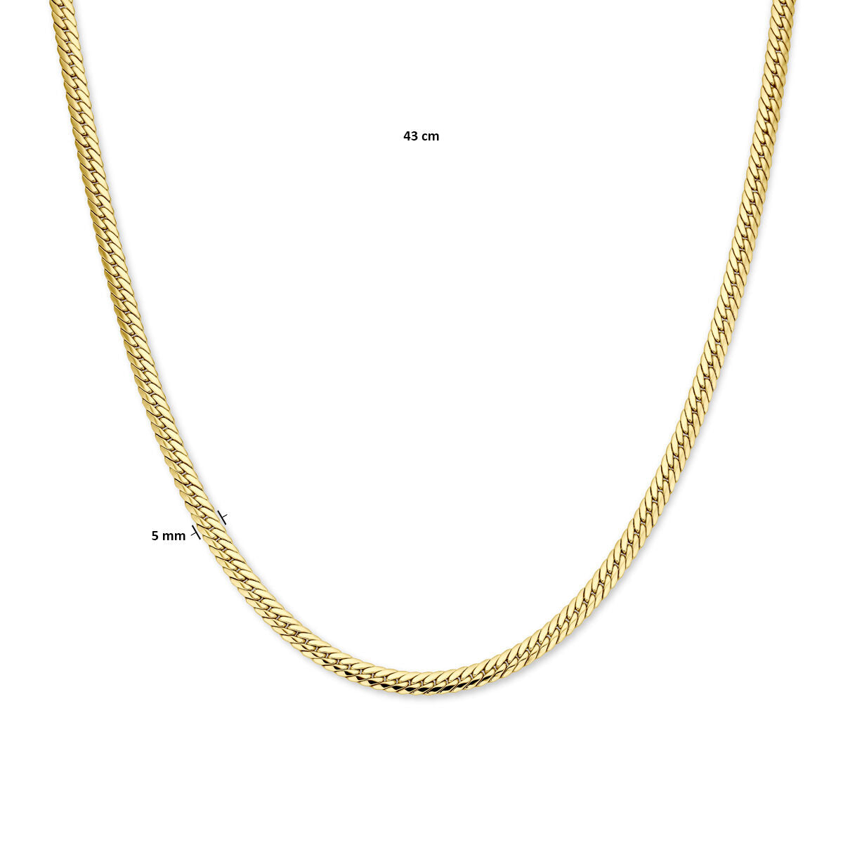 collana gourmette 5 mm 43 cm oro giallo 14K