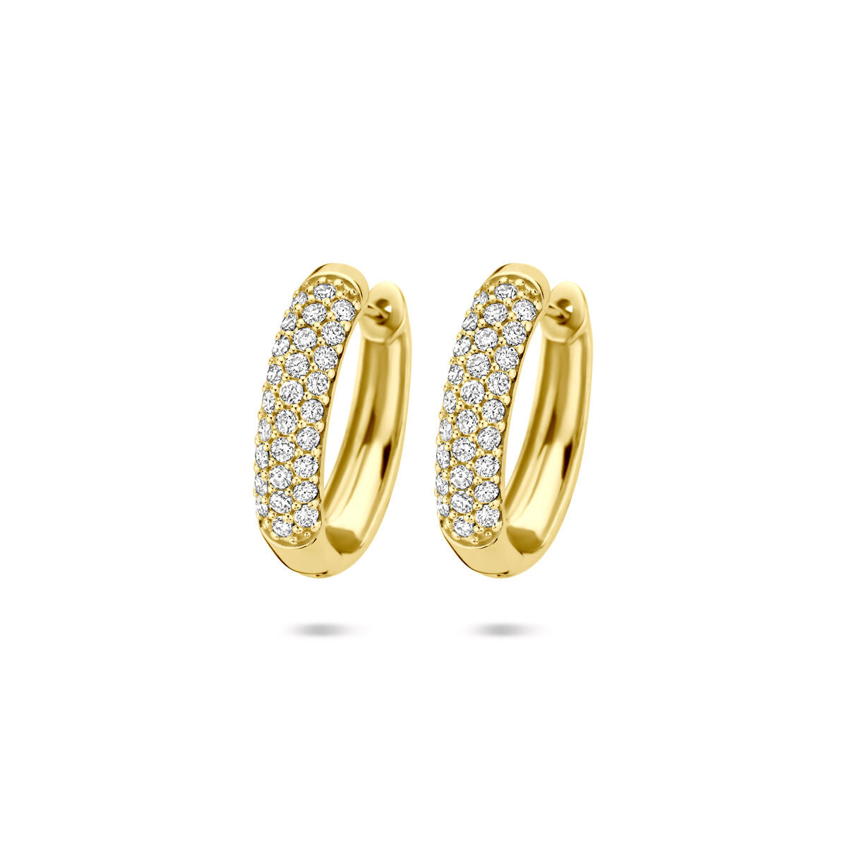 Orecchini alla creola in oro giallo 14K con diamanti lab-grown da 0,755 ct (2x 0,3775 ct).