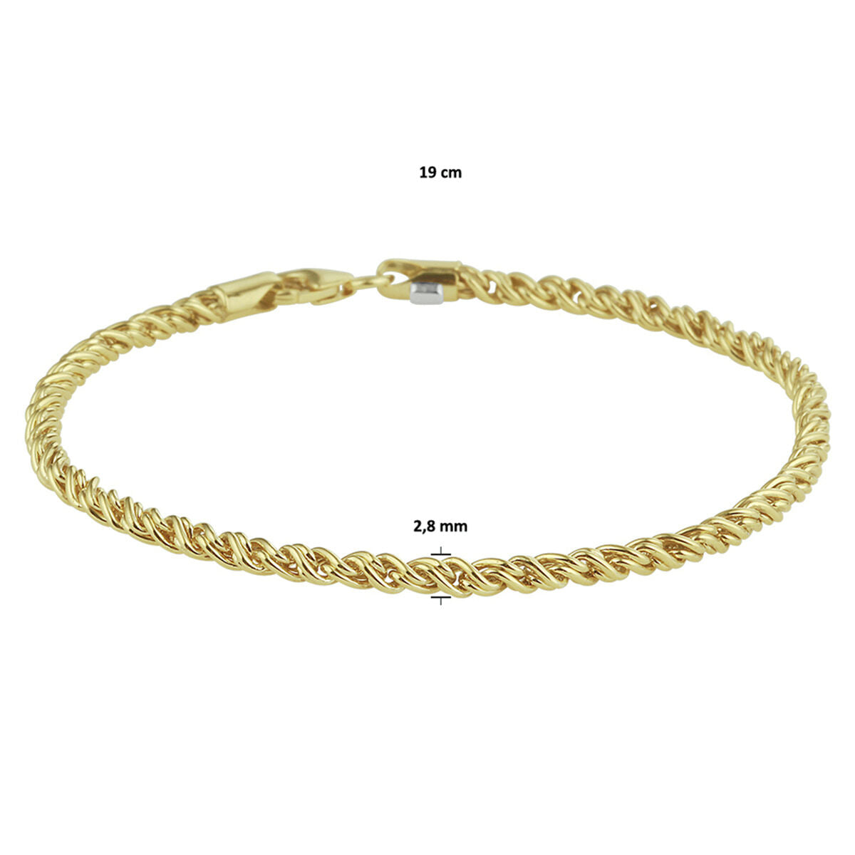 Bracciale in argento da donna a maglia filo (oro giallo con anima d'argento)