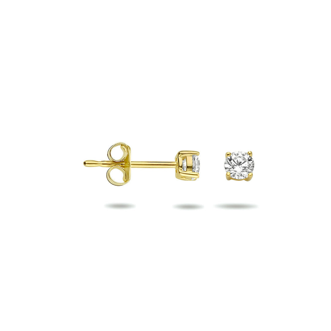 Orecchini a bottone zirconia 14K oro giallo