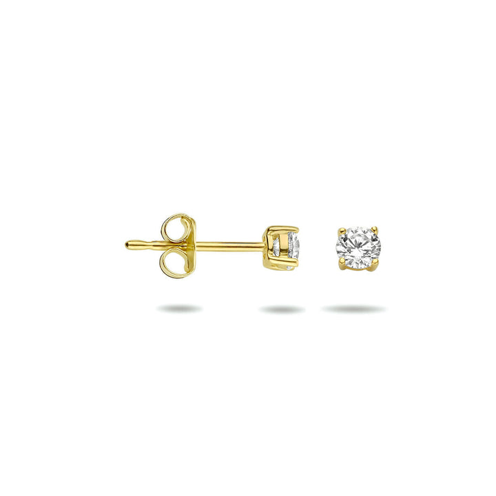Orecchini a bottone zirconia 14K oro giallo