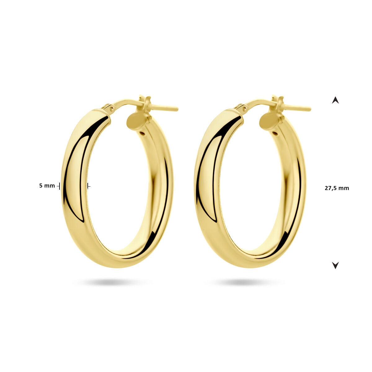 orecchini a cerchio a tubo semicircolare 1 micron argento dorato (giallo)