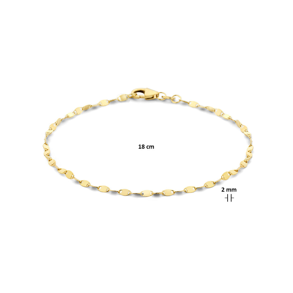 bracciale 2,0 mm 18 cm oro giallo 14K