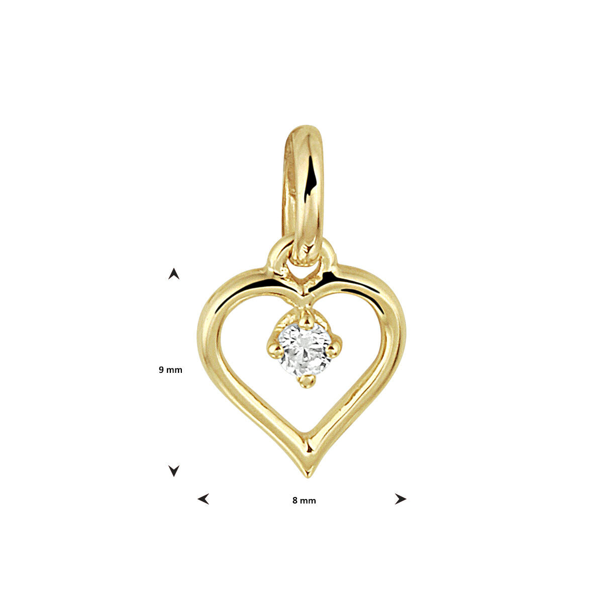 ciondolo cuore zircone oro giallo 14K