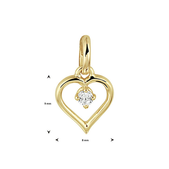hanger hart zirkonia 14K geelgoud
