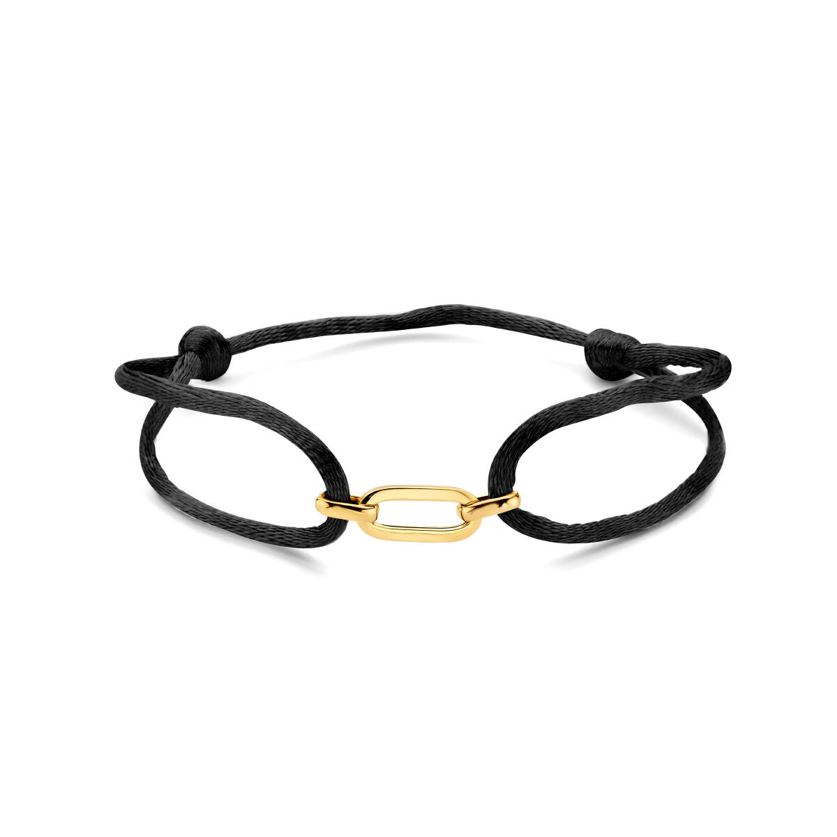 Bracciale in satinoro 14K con dettagli in gomma e nylon, design semplice e moderno.