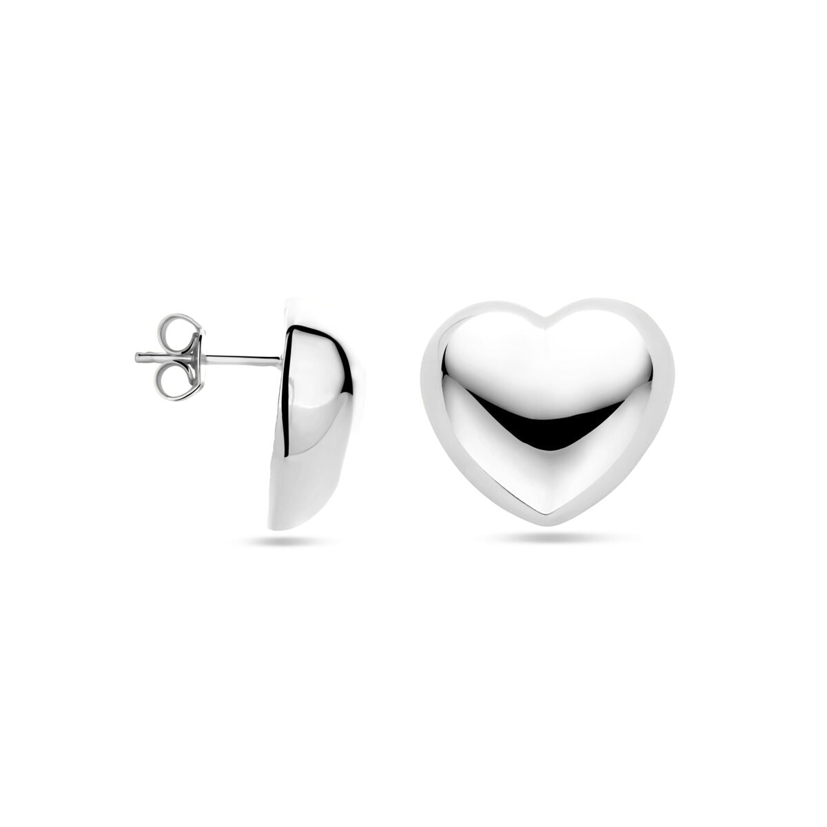 orecchini a bottone cuore 9,5 mm argento rodiato