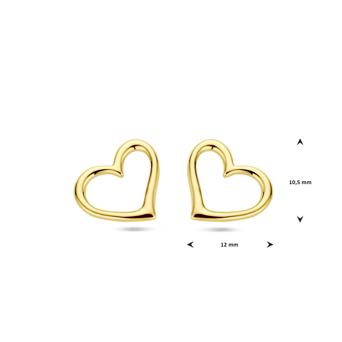 orecchini a bottone cuore 1 micron argento dorato (giallo)