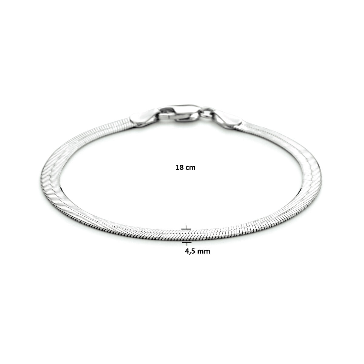bracciale piatto 4,5 mm argento rodiato