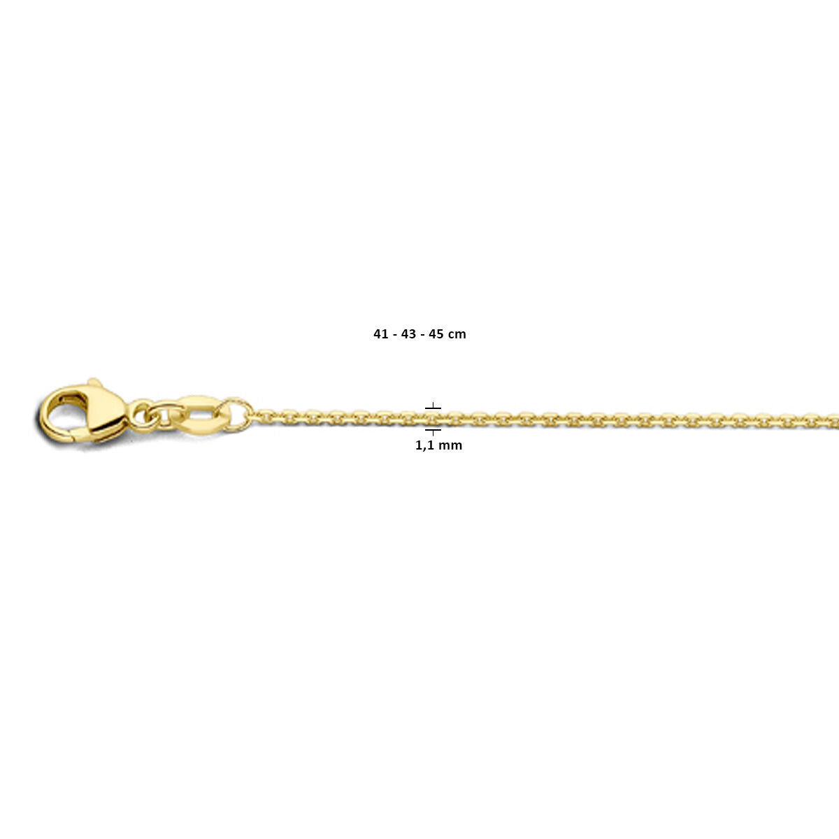 collana ad ancora diamantata 1,1 mm 41 - 43 - 45 cm in oro giallo 18K